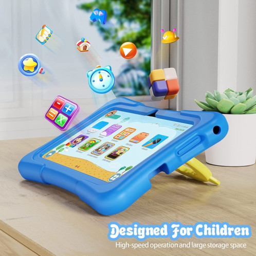 Pritom K7 Pro Kids Education Tablet PC, 7,0 pouces, 2 Go + 32 Go, Android 11 Allwinner A100 Quad Core CPU, support 2.4G WiFi / Bluetooth / Dual Camera, version globale avec Google Play, US Plug (Blue) SP871L1690-07