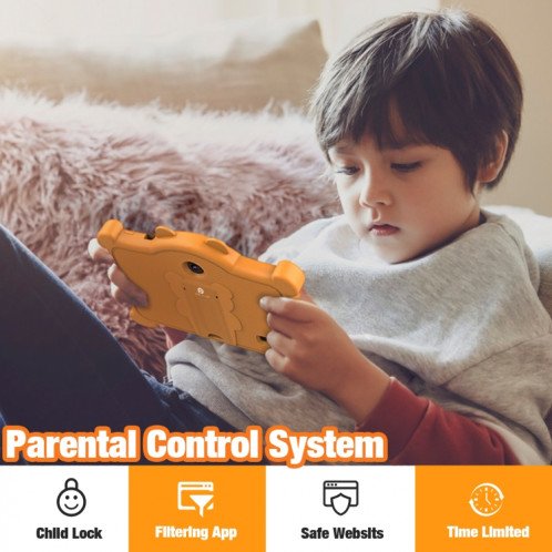 Tablette Pritom K7 Pro Panda pour enfants, 7,0 pouces, 2 Go + 32 Go, Processeur quadricœur Android 11 Allwinner A100, prise en charge WiFi 2.4G et WiFi 6, version globale avec Google Play, prise US (rose) SP878F53-07