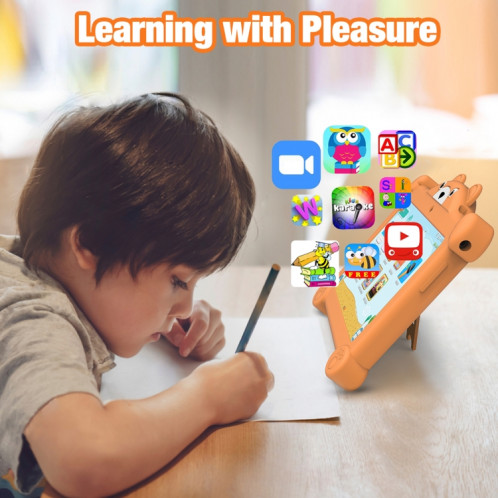 Tablette Pritom K7 Pro Panda pour enfants, 7,0 pouces, 2 Go + 32 Go, Processeur quadricœur Android 11 Allwinner A100, prise en charge WiFi 2.4G et WiFi 6, version globale avec Google Play, prise US (rose) SP878F53-07