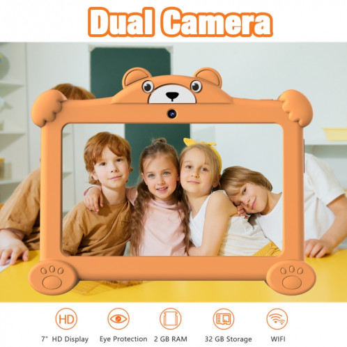 Tablette Pritom K7 Pro Panda pour enfants, 7,0 pouces, 2 Go + 32 Go, Processeur quadricœur Android 11 Allwinner A100, prise en charge WiFi 2.4G et WiFi 6, version globale avec Google Play, prise US (rose) SP878F53-07