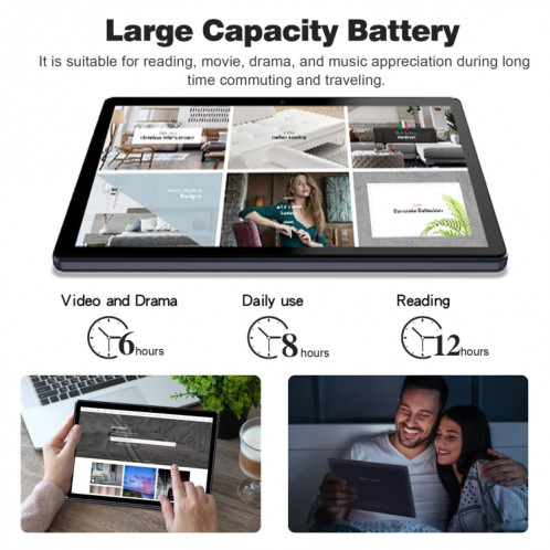 Tablette Wi-Fi Pritom M10, 10,1 pouces, 2 Go + 32 Go, Processeur Android 10 SC7731E Quad Core 1,3 GHz, prise en charge WiFi/Bluetooth 2,4 G, version globale avec Google Play, prise US (gris foncé) SP79DG1706-07