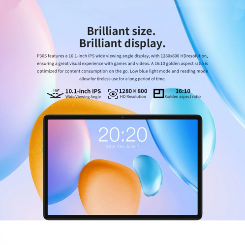 Tablette PC Teclast P30S, 10,1 pouces, 4 Go + 64 Go, Android 12 MT8183 Octa Core, prend en charge le Wi-Fi double bande, le Bluetooth et le GPS ST1991705-016