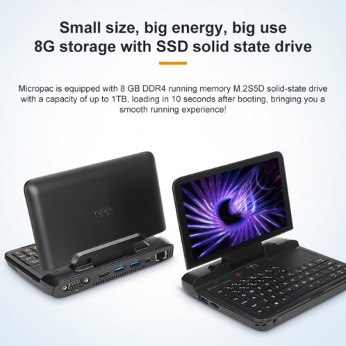GPD MicroPC Mini Gaming Laptop, 6.0 inch, 8GB+256GB, Windows 10 Intel Celeron N4120 Quad Core, Support Dual Band WiFi & Bluetooth & TF Card, UK Plug(Black) SG563B1770-016