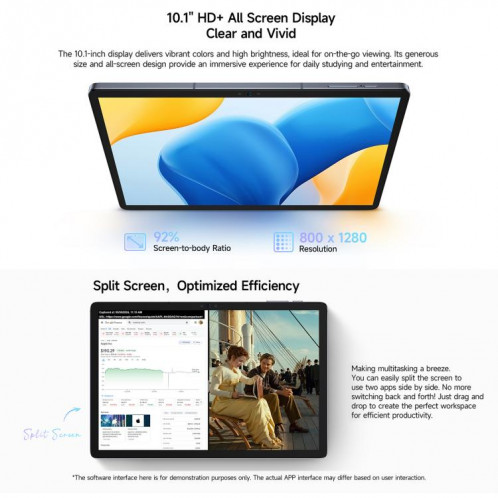  Tablette PC Ulefone Tab A10 Pro, 6 Go + 128 Go, 11 pouces, Android 14, MediaTek MT8786 Octa Core, réseau 4G, (gris sidéral) SU71TK1473-010