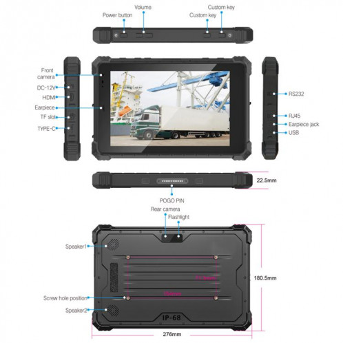 Tablette PC robuste CENAVA W10N IP68, 8 Go + 128 Go, 10,1 pouces, Windows 11, processeur Intel JASPER LAKE N5100 Quad Core, SC89EU1747-08