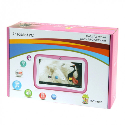 Tablette d'éducation pour enfants Astar, 7.0 pouces, 512 Mo + 4 Go, Android 4.4 Allwinner A33 Quad Core, avec étui en silicone (rose) ST800F249-011