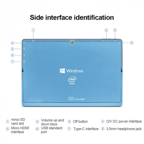W10 2 sur 1 tablette PC, 10,1 pouces, 6 Go + 64 Go, Système Windows 10, Intel Gemini Lake N4120 Quad noyau jusqu'à 2,6 GHz, sans clavier et stylet stylos, support Dual Band Wifi & Bluetooth & TF Carte & HDMI, US Plug SH28111287-012