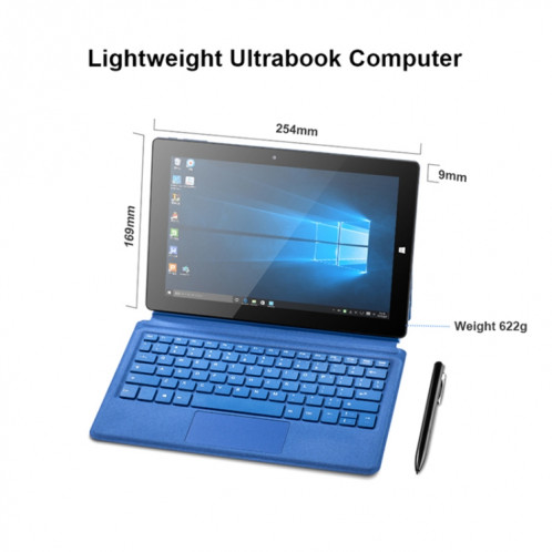 W10 2 sur 1 tablette PC, 10,1 pouces, 6 Go + 64 Go, Système Windows 10, Intel Gemini Lake N4120 Quad Core jusqu'à 2,6 GHz, avec stylo de clavier et stylet, support Double bande WiFi & Bluetooth & TF Carte & HDMI, US SH35111860-014