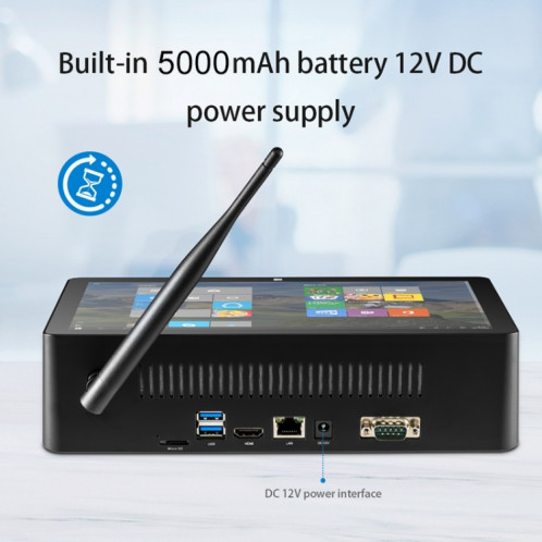 Mini PC tout-en-un PiPo H10PRO, 10,1 pouces, 8 Go + 128 Go, Windows 10 Intel Celeron J4125 Quad Core jusqu'à 2,7 GHz, prise en charge WiFi et carte BT et TF et HDMI et RJ45, prise US (noir) SP610B103-017