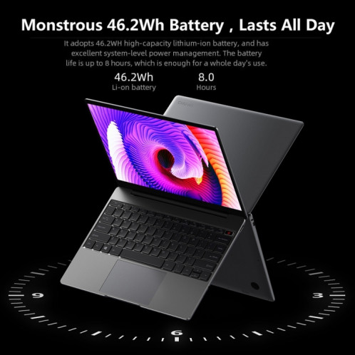 Chuwi CoreBook X Ordinateur portable, 14 pouces, 8 Go + 512 Go, Windows 10 Home, Core Intel Core I5-8259U Quad Core 2.3GHz-3,8 GHz, support Double bande WiFi / Bluetooth / EXTENTATION DE CARTE BLUETOOTH (gris foncé) SC429380-013