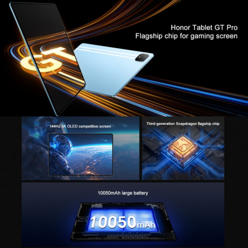 Tablette PC Honor Pad GT Pro WiFi, 12,3 pouces 8 Go + 256 Go MagicOS 8.0.1 Qualcomm Snapdragon 8s Gen 3 Octa Core (Noir) SH611B1838-013