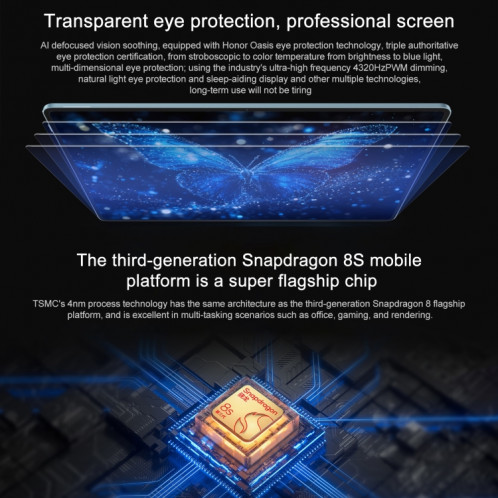 Tablette PC Honor Pad GT Pro WiFi, 12,3 pouces 8 Go + 256 Go MagicOS 8.0.1 Qualcomm Snapdragon 8s Gen 3 Octa Core (Blanc) SH611W978-013