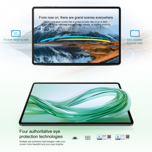 Tablette PC Honor Pad X9 WiFi, 11 pouces 8 Go + 256 Go MagicOS 8.0 Qualcomm Snapdragon 680 Octa Core (Gris) SH622H1209-013