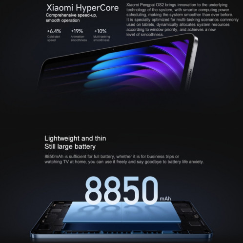 Xiaomi Pad 7 Écran Soft Light 11,2 pouces, 12 Go + 256 Go, HyperOS 2 Qualcomm Snapdragon 7+ Gen3 Octa Core (Bleu) SX920L1747-013