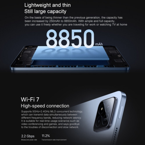 Xiaomi Pad 7 Pro 11,2 pouces, 8 Go + 256 Go, HyperOS 2 Qualcomm Snapdragon 8s Gen3 Octa Core (Noir) SX922B1029-015