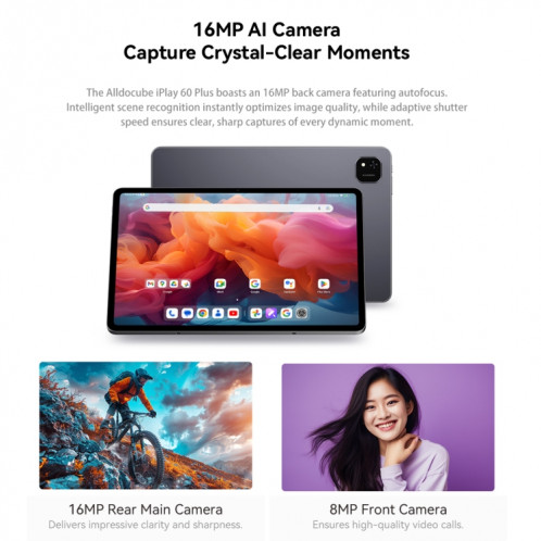Tablette PC ALLDOCUBE iPlay 60 Plus 4G LTE, 8 Go + 256 Go, 11,5 pouces Android 14 MediaTek MT8781 Octa Core Support Dual SIM (gris sidéral) SA96TK479-013