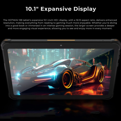  Tablette robuste HOTWAV Tab R8 IP68/IP69K, 4 Go + 128 Go, 10,1 pouces Android 14 Unisoc T606 Octa Core 4G Network, version mondiale avec Google Play, (noir gris) SH01BH897-012