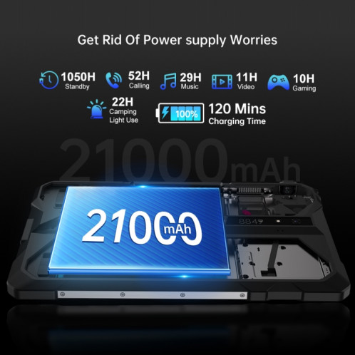  Tablette PC et projecteur robuste Unihertz 8849 Tank Pad, 16 Go + 512 Go, 10,95 pouces Android 14 Dimensity 8200 Octa Core 5G Network, (noir) SU849B1452-015