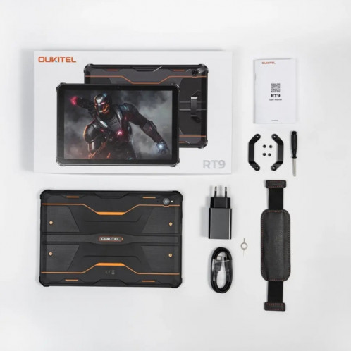  Tablette robuste OUKITEL RT9 4G Network IP68/IP69K, 6 Go + 256 Go, 11 pouces Android 14 Unisoc T606 Octa-Core Support Dual SIM, (Noir) SO912B724-015