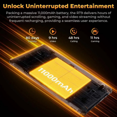  Tablette robuste OUKITEL RT9 4G Network IP68/IP69K, 6 Go + 256 Go, 11 pouces Android 14 Unisoc T606 Octa-Core Support Dual SIM, (Orange) SO912E555-015
