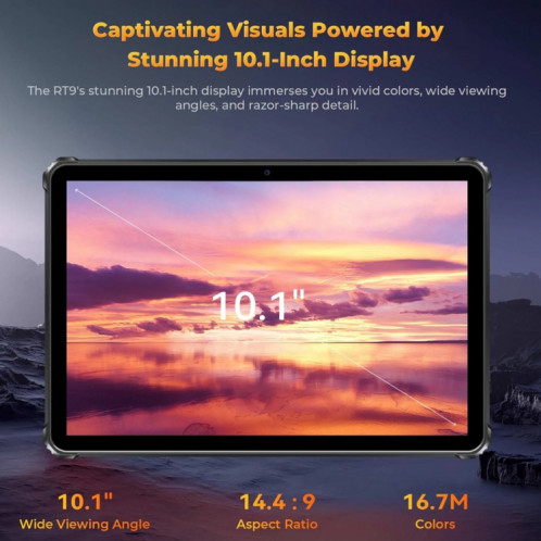  Tablette robuste OUKITEL RT9 4G Network IP68/IP69K, 6 Go + 256 Go, 11 pouces Android 14 Unisoc T606 Octa-Core Support Dual SIM, (Noir) SO912B724-015