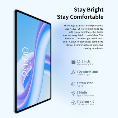 Tablette PC Teclast M50 Plus 4G LTE 10,1 pouces, 6 Go + 128 Go, Android 14 MediaTek Helio G85 Octa Core, prise en charge double SIM ST8961210-019