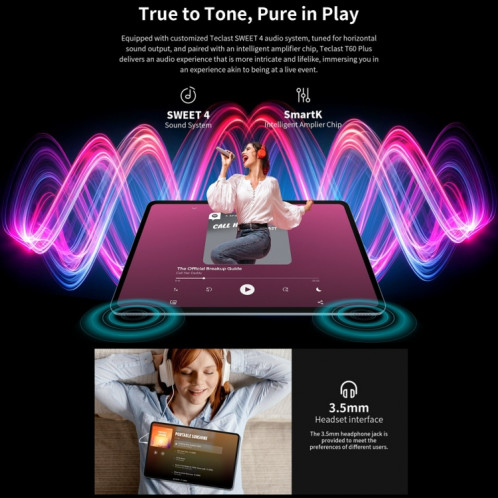 Tablette PC Teclast T60 Plus 4G LTE, 6 Go + 128 Go, 12 pouces Android 14 MediaTek Helio G88 Octa Core, prise en charge double SIM ST8963214-025