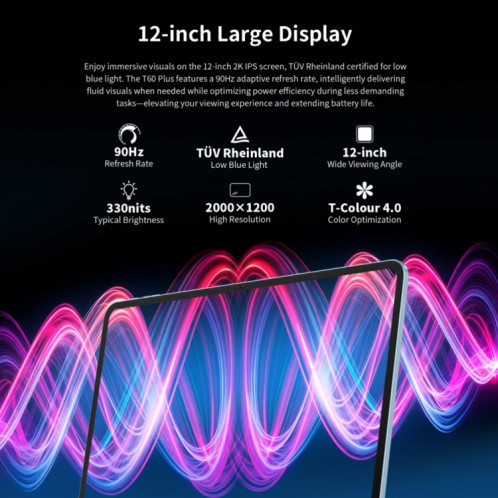 Tablette PC Teclast T60 Plus 4G LTE, 6 Go + 128 Go, 12 pouces Android 14 MediaTek Helio G88 Octa Core, prise en charge double SIM ST8963214-025