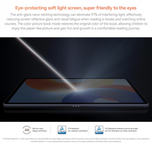 HUAWEI MatePad 11.5 2024, écran à lumière douce WiFi 8 Go + 128 Go 120 Hz HarmonyOS 4.2 Histen 9.0 Hisilicon Kirin 8000 (argent) SH103S464-014