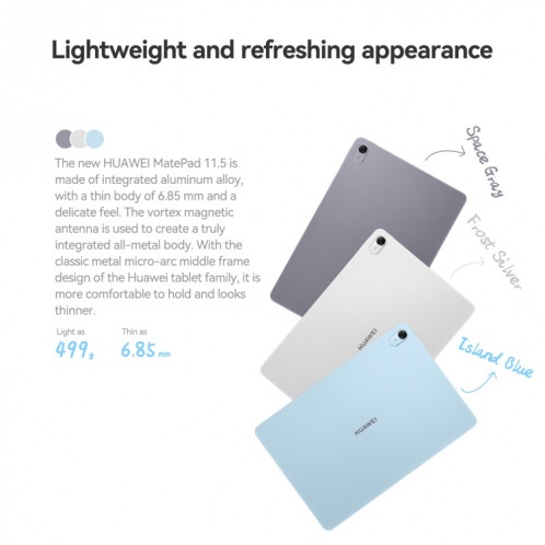 HUAWEI MatePad 11.5 2024, écran à lumière douce WiFi 8 Go + 128 Go 120 Hz HarmonyOS 4.2 Histen 9.0 Hisilicon Kirin 8000 (gris) SH103H1187-014