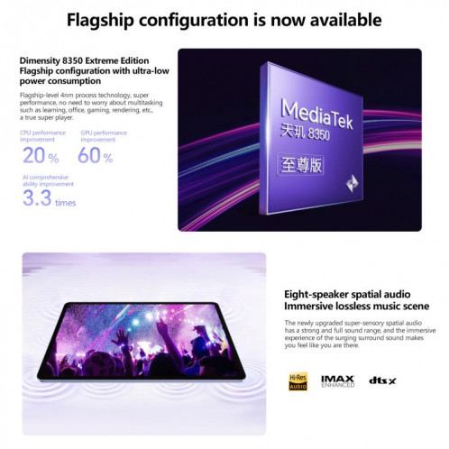 Tablette PC Honor Pad V9 WiFi, 11,5 pouces 12 Go + 256 Go MagicOS 9.0 Dimensity 8350 Ultra Octa Core (Gris) SH632H463-011
