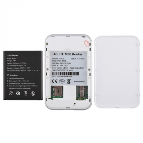 Routeur sans fil haute vitesse multi-modes MF925 4G LTE, carte de support TF (32 Go max) SH0014430-013