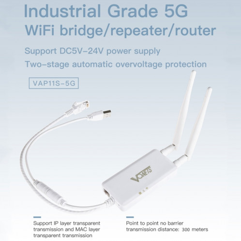 Routeurs sans fil, Répéteur WiFi VONETS Mini Pont Sans Fil 900 Mbp avec 2 Antennes (Blanc) SV018W1006-09