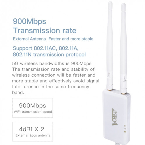 Routeurs sans fil, Répéteur WiFi VONETS Mini Pont Sans Fil 900 Mbp avec 2 Antennes (Blanc) SV018W1006-09