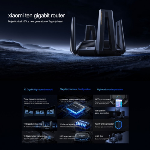 Répéteur d'accélération de jeu de réseau maillé sans fil à trois bandes Xiaomi routeur WiFi d'origine 10 Gigabit, prise américaine SX0040596-011