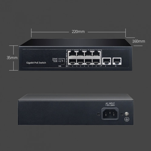 COMFAST CF-SG181P 10 ports Gigabit POE commutateur Ethernet 20 Gbps surveillance de la bande passante du fond de panier SC05001188-07