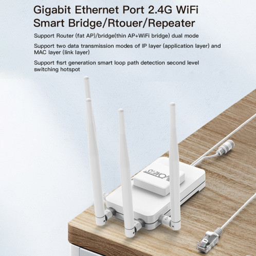 Répéteur WiFi pont sans fil VONETS VAR600-H 600 Mbps, avec adaptateur secteur + 4 antennes + ensemble d'adaptateurs CC SV1003863-08