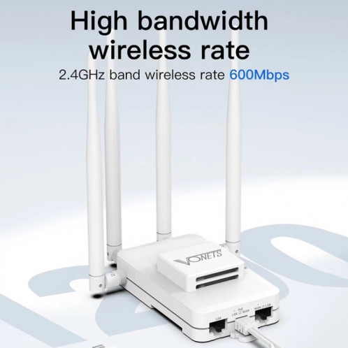 Répéteur WiFi pont sans fil VONETS VAR600-H 600 Mbps, avec adaptateur secteur + 4 antennes + ensemble d'adaptateurs CC SV1003863-08
