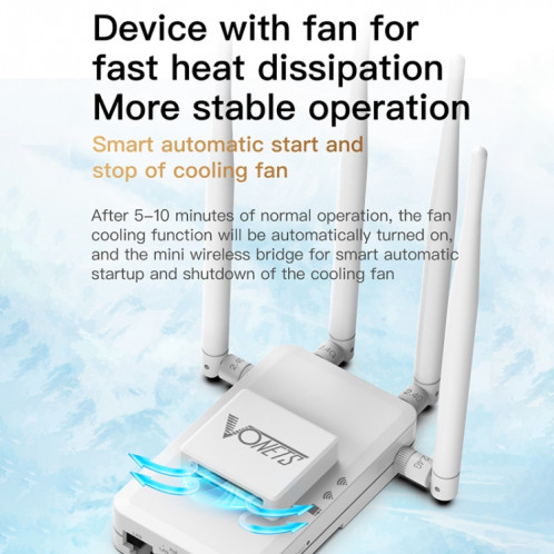 Répéteur WiFi pont sans fil VONETS VAR600-H 600 Mbps, avec adaptateur secteur + 4 antennes + ensemble d'adaptateurs CC SV1003863-08