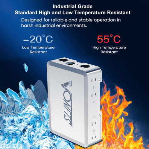 VONETS VS500 Switch Ethernet Gigabit 5 ports avec adaptateur DC + jeu de boucles de fixation sur rail SV10071745-07