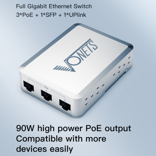 VONETS VSP510 commutateur Ethernet Gigabit 5 Ports avec adaptateur DC + boucle de fixation sur Rail + ensemble de modules optiques SFP SV10091579-07