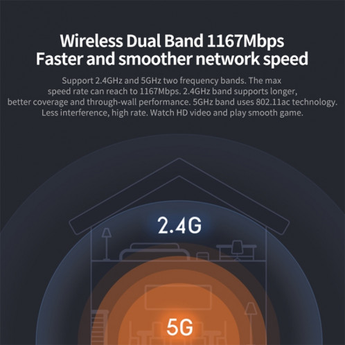 Routeur WiFi d'origine Xiaomi 4A Smart APP Control AC1200 1167 Mbps 128 Mo 2,4 GHz et 5 GHz Dual-core CPU Gigabit Ethernet Port Routeur sans fil répéteur avec 4 antennes, prise en charge Web et Android et iOS, prise SX2019477-015