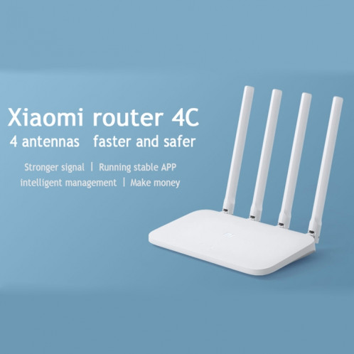 Répéteur de routeur sans fil d'origine Xiaomi Mi WiFi Router 4C Smart APP avec contrôle de 300 Mbps, 2,4 GHz avec 4 antennes, Support Web et Android et iOS, Prise US (Blanc) SX515W352-012
