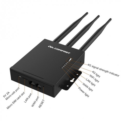 Comfast CF-E7 300MBPS 4G Outdoor Signal Signal Amplificateur Routeur sans fil République Station de base WiFi avec 3 antennes SC3655759-08