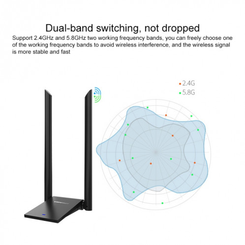 Confast CF-WU782ACV2 Adaptateur de réseau USB WiFi à double bande de 1300Mbps SC36641615-08