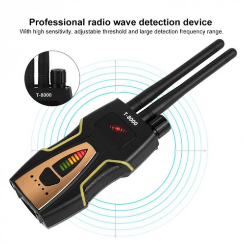 Détecteur de signal RF T-8000 Détecteur audio GSM Détecteur de balayage GPS (Argent) SH264S1118-09