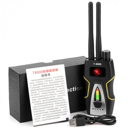 Détecteur de signal RF T-8000 Détecteur audio GSM Détecteur de balayage GPS (Argent) SH264S1118-09