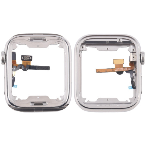 Pour Apple Watch Series 7/8/9 45 mm LTE Cadre central en acier inoxydable avec câble flexible Crown Spin Axis (argent) SH167S1288-06