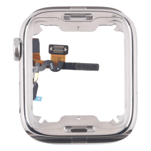 Pour Apple Watch Series 7/8/9 45 mm LTE Cadre central en acier inoxydable avec câble flexible Crown Spin Axis (argent) SH167S1288-06