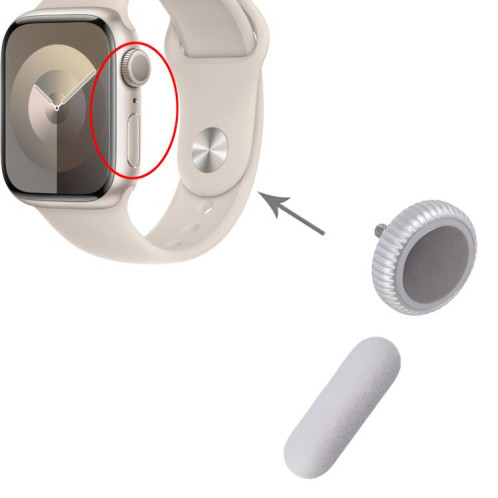 Pour Apple Watch Series 9 41 mm/45 mm GPS, ensemble d'écrous de couronne et de boutons d'alimentation (argent) SH289S48-04